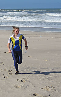 Portugal Eva on beach in Praia de Mira